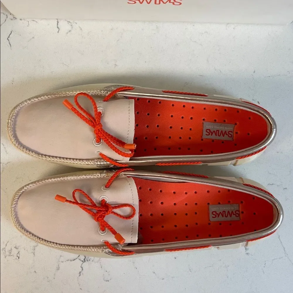 SWIMS Women Braided Lace - Loafer Beige / Orange Size 9.5 Worn 1-2 Run Small